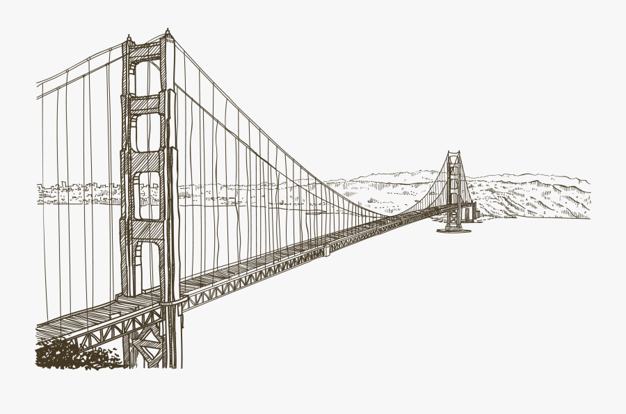 Golden Gate Bridge Statue Of Liberty Drawing - Drawing Golden Gate Bridge, Transparent Clipart