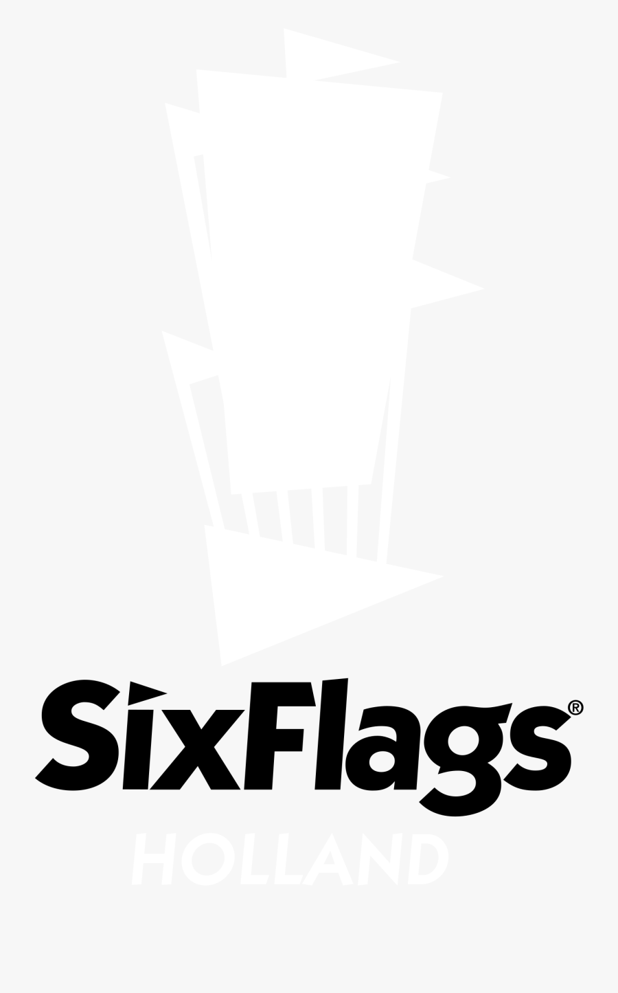 Six Flags Holland Logo Black And White - Six Flags, Transparent Clipart
