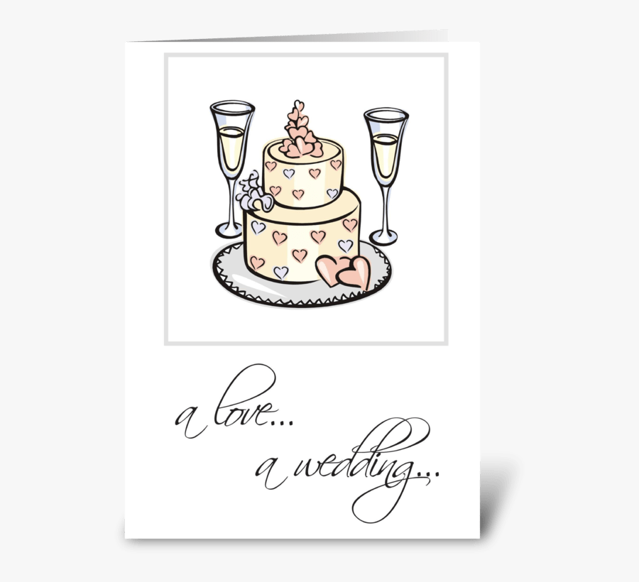 Wedding Congratulations, Cake, Champagne Greeting Card, Transparent Clipart