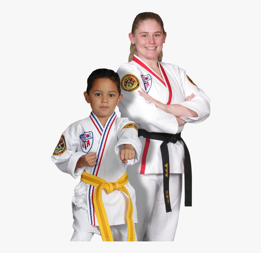 A Teen Girl And A Young Boy Martial Arts Students - Karate, Transparent Clipart