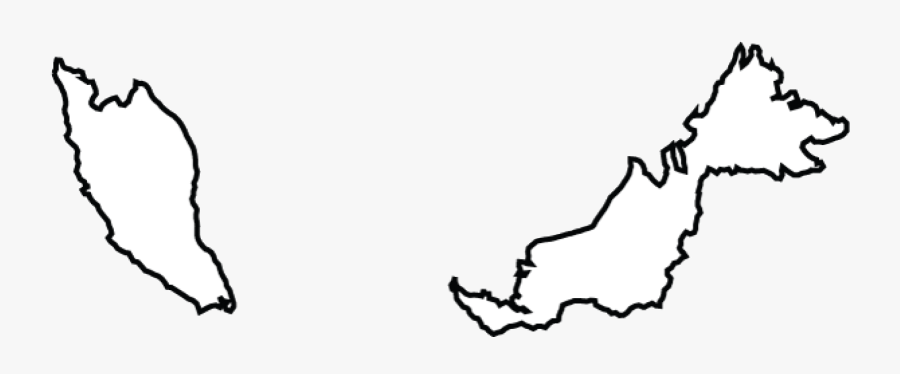 Map Of Malaysia Terrain Area And Outline Maps Of Black - Malaysia Country Map Outline, Transparent Clipart