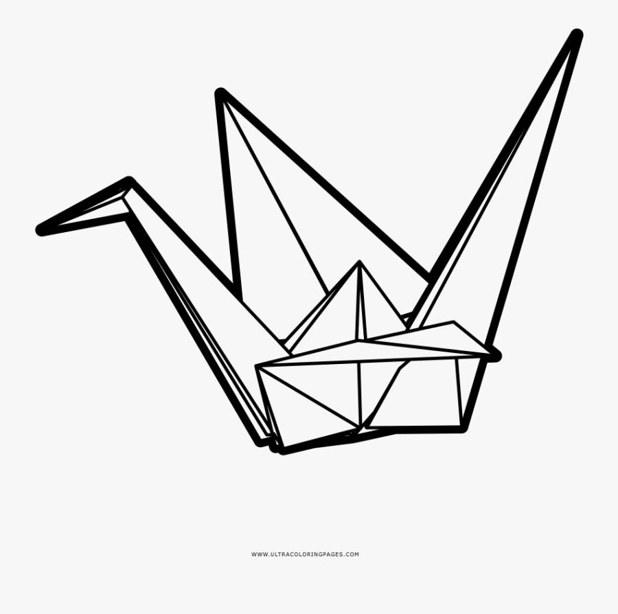 Origami Crane Coloring Page - Crane Origami Transparent Png, Transparent Clipart