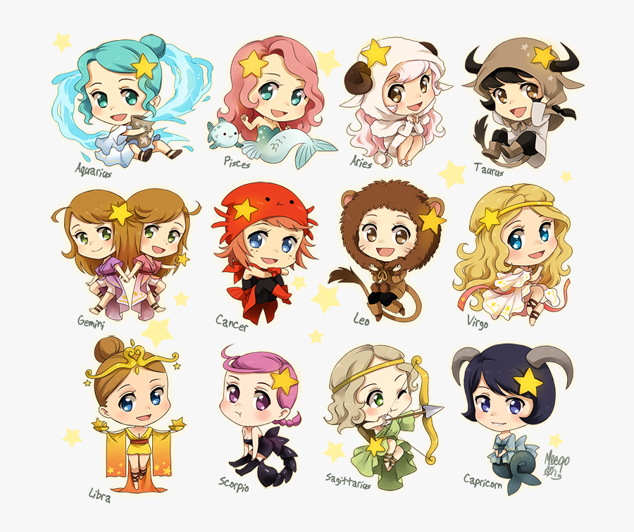 Zodiac Drawing Anime - Zodiac Signs As Girls, Transparent Clipart