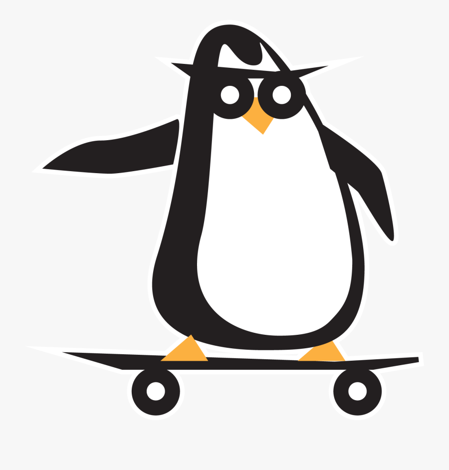 Penguin Skateboarding , Transparent Cartoons - Penguin Skateboarding, Transparent Clipart