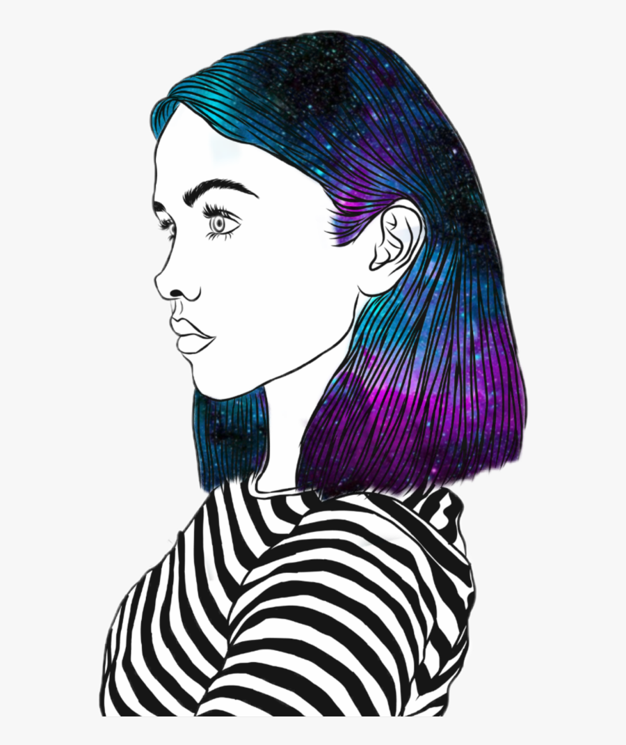 #woman #girls #haircolor #pencilsketch #galaxymakeup - Girl Short Hair Drawing, Transparent Clipart