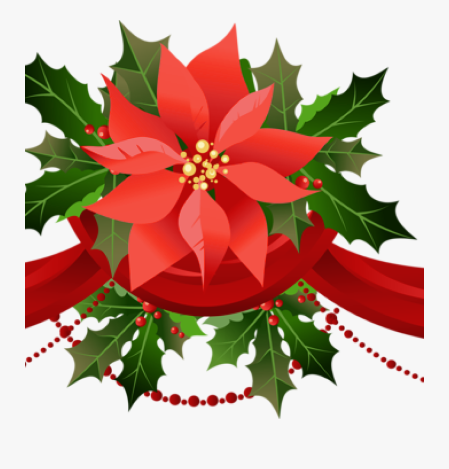 Poinsettia Clipart Flourishes - Christmas Clip Art Poinsettia, Transparent Clipart