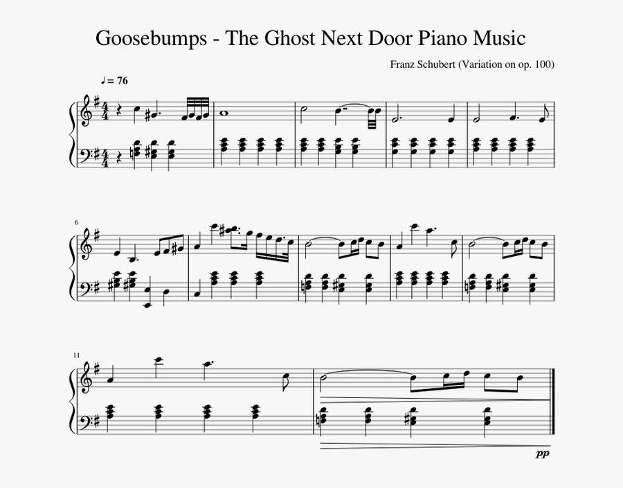 Goosebumps The Ghost Next Door Piano Music - Sheet Music, Transparent Clipart