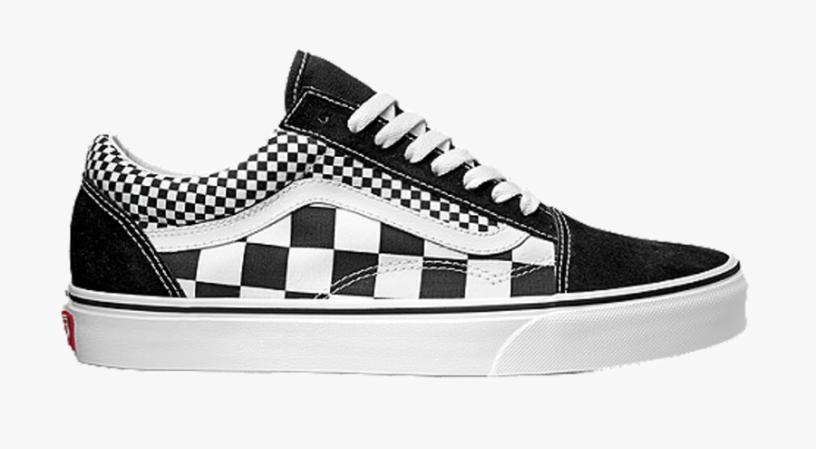 blue vans with checkered border