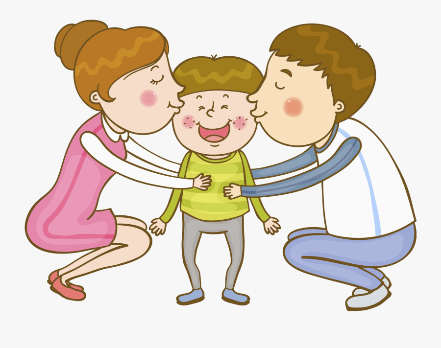 Family Parent Kiss - Kissing Family Clipart, Transparent Clipart