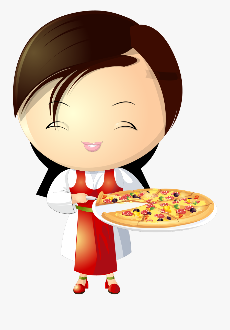 Pizza Chef Clip Art - Chef Cartoon Girl Pizza, Transparent Clipart