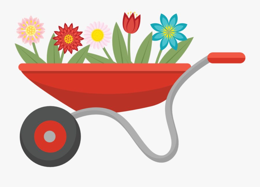 Clipart Wheelbarrow With Flowers, Transparent Clipart