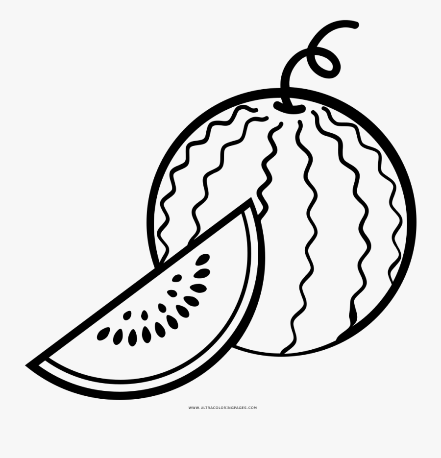 Watermelon Coloring Page - Watermelon Line Art, Transparent Clipart