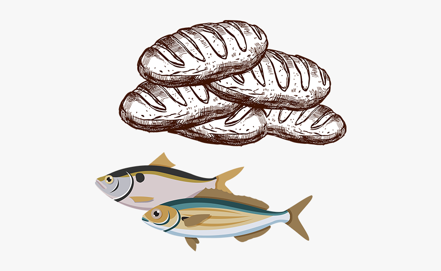 Five Loaves And Two Fish Cartoon, Transparent Clipart