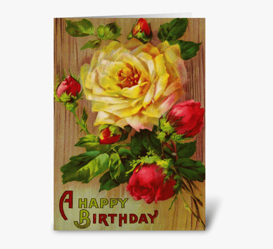 Vintage Rose Greeting Card - Flower Rose Birthday Cards, Transparent Clipart