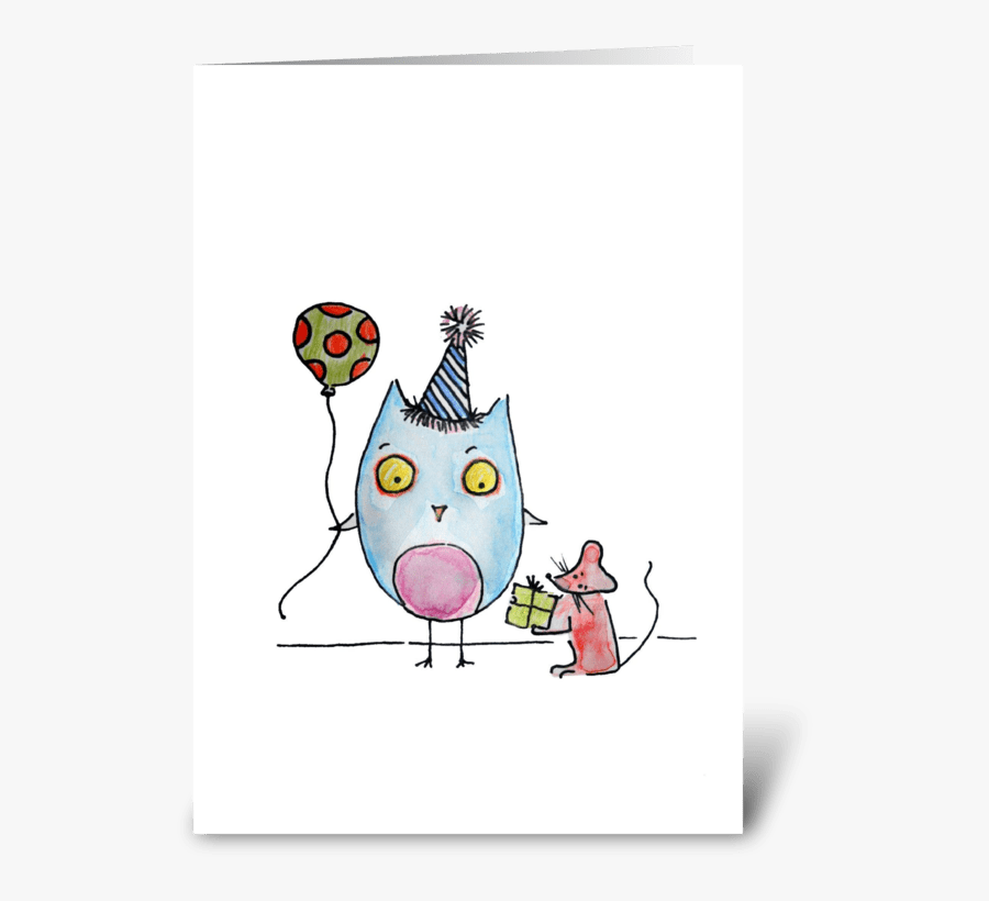Happy Birthday Owl Love, Mouse Greeting Card - Cartoon, Transparent Clipart