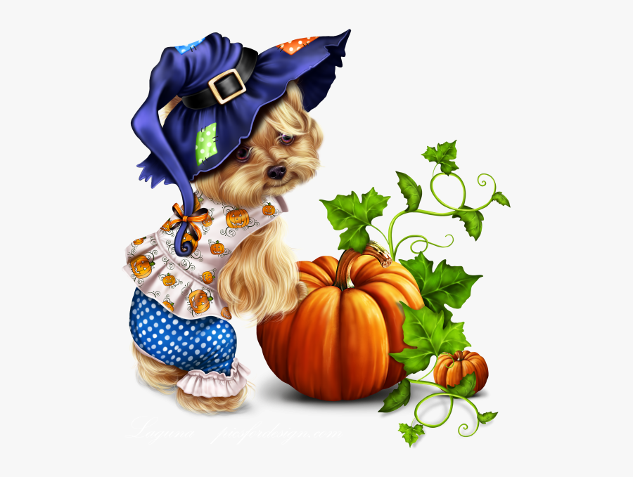 Pumpkin And Yorkie, Transparent Clipart