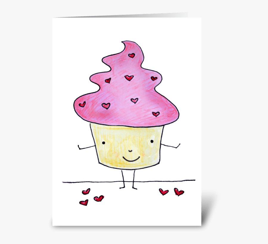 Pink Sweetcake With Hearts Greeting Card, Transparent Clipart