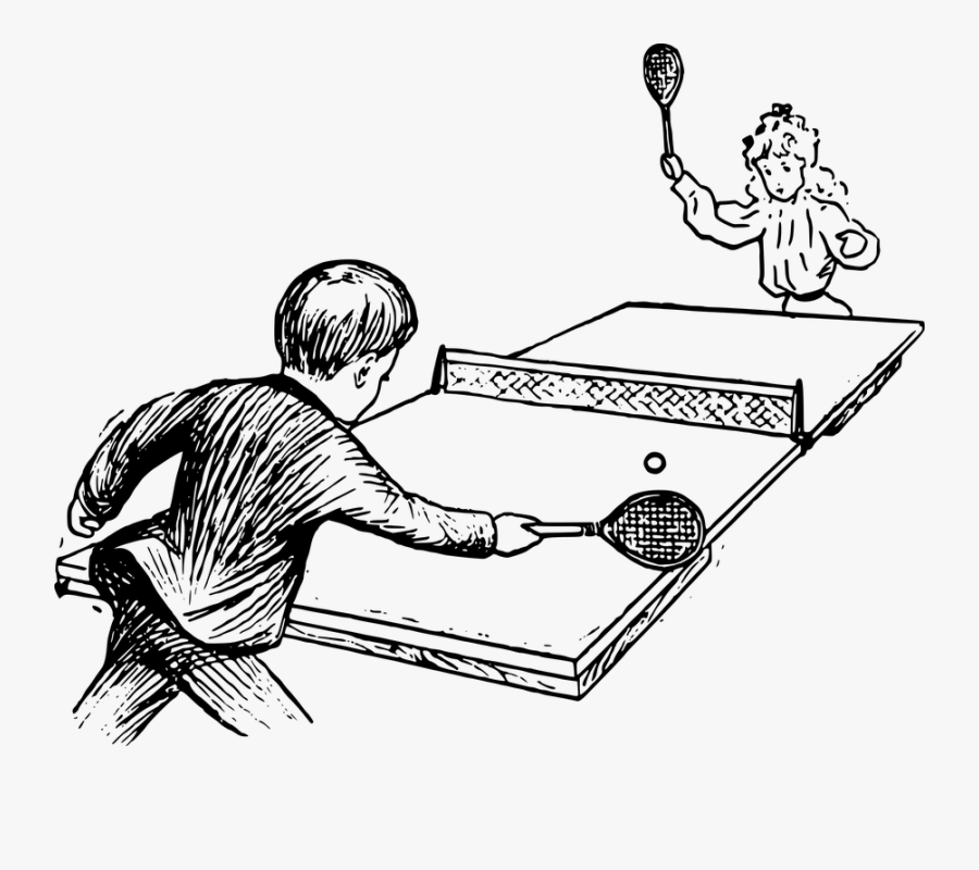 Transparent Pong Png - Playing Table Tennis Clipart Black And White, Transparent Clipart