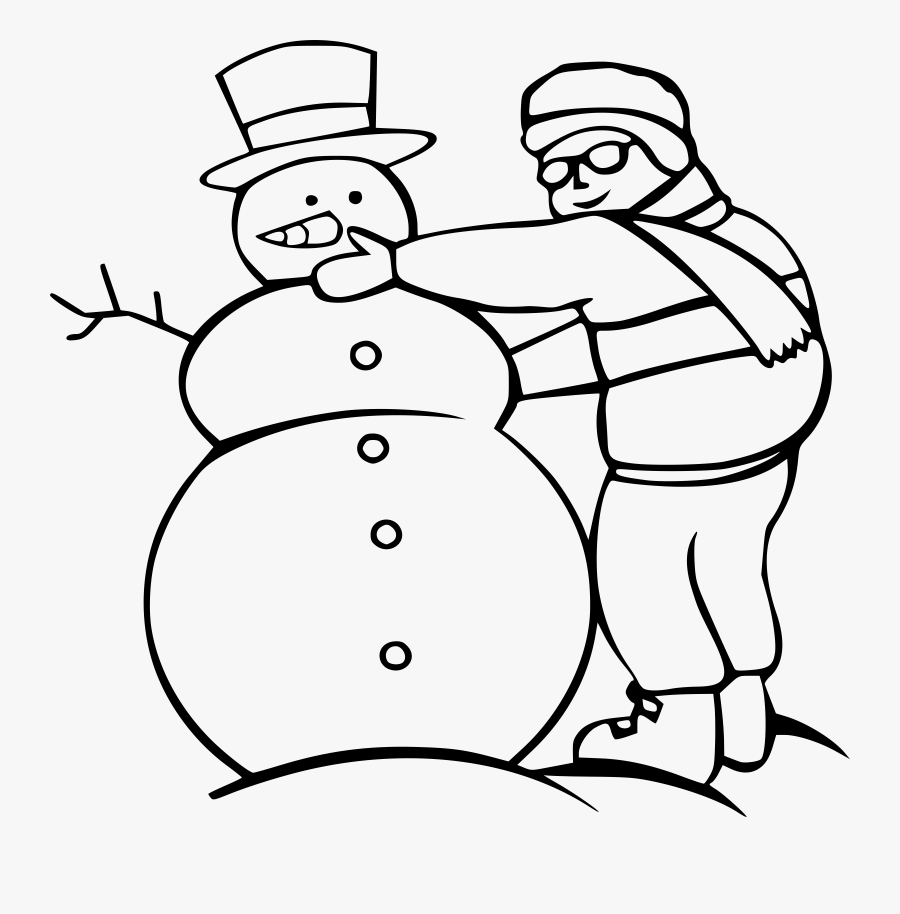 Snowman Clipart Black And White - Drawing Of Making Snowman, Transparent Clipart