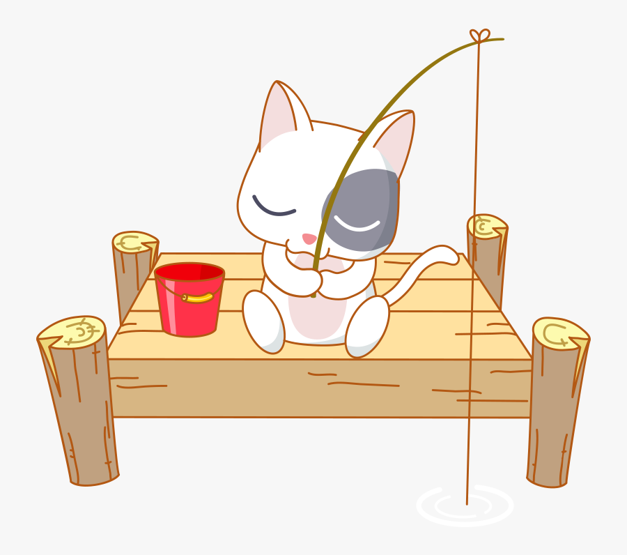 Kitten Clipart Tiny Cat - Cat Fishing Cute, Transparent Clipart