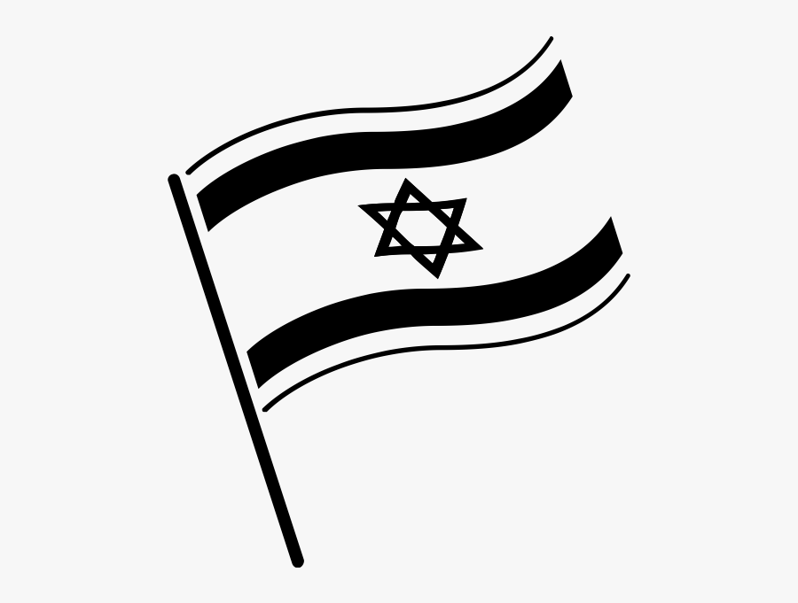 Flag Of Israel Rubber Stamp - Jewish Flag Black And White, Transparent Clipart