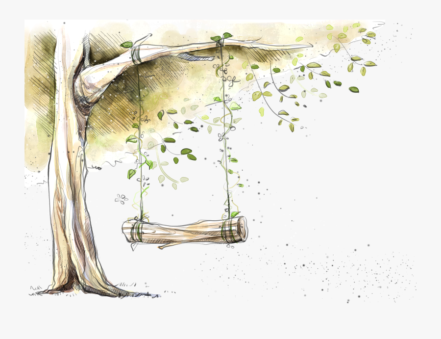 Swing Designer Tree - Watercolor Tree Flower Png, Transparent Clipart