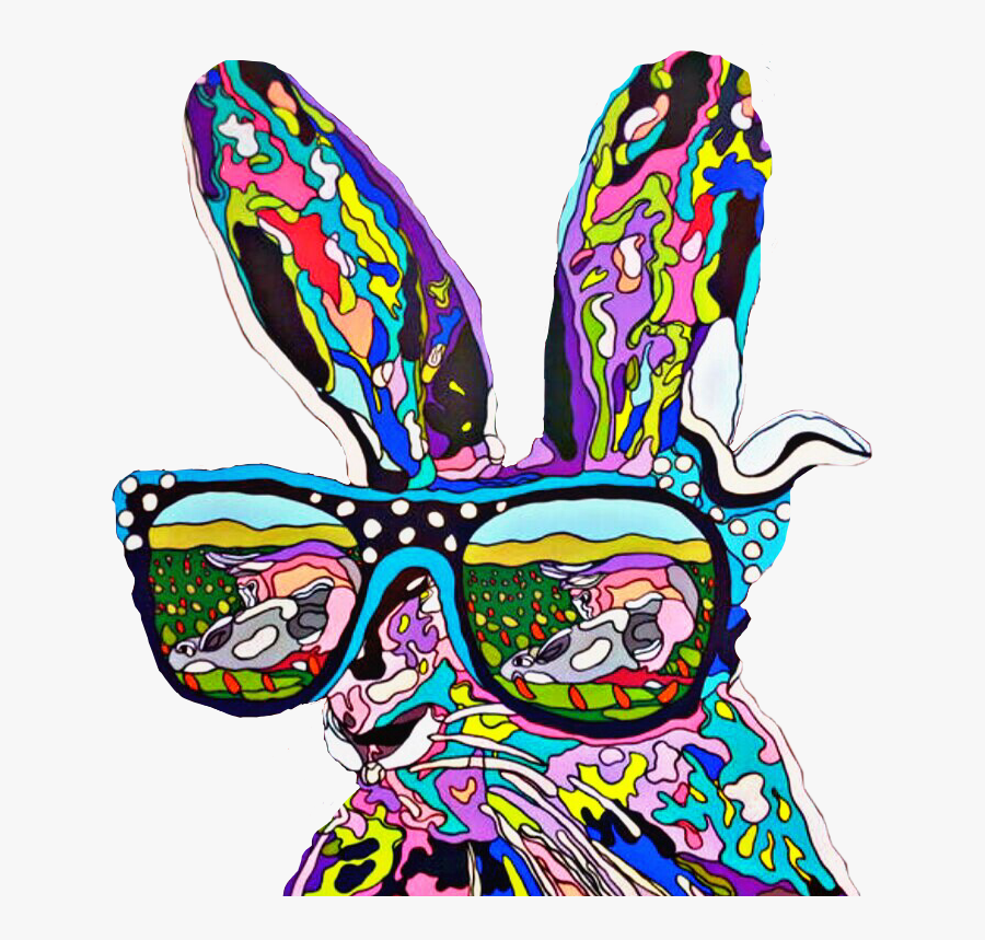 #bunny #interesting #rabbit #glasses #psicodelic #colors - Carlos Villabon, Transparent Clipart