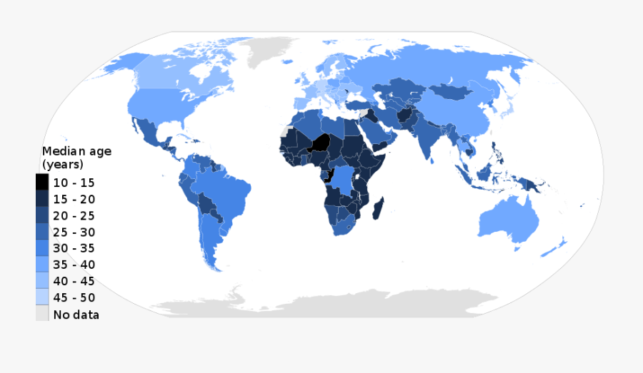 2017 World Map, Median Age By Country - Apples Grown In The World, Transparent Clipart