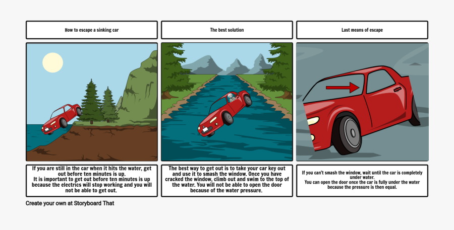 Car Png For Storyboards - Car Sinking In Water Open Door, Transparent Clipart