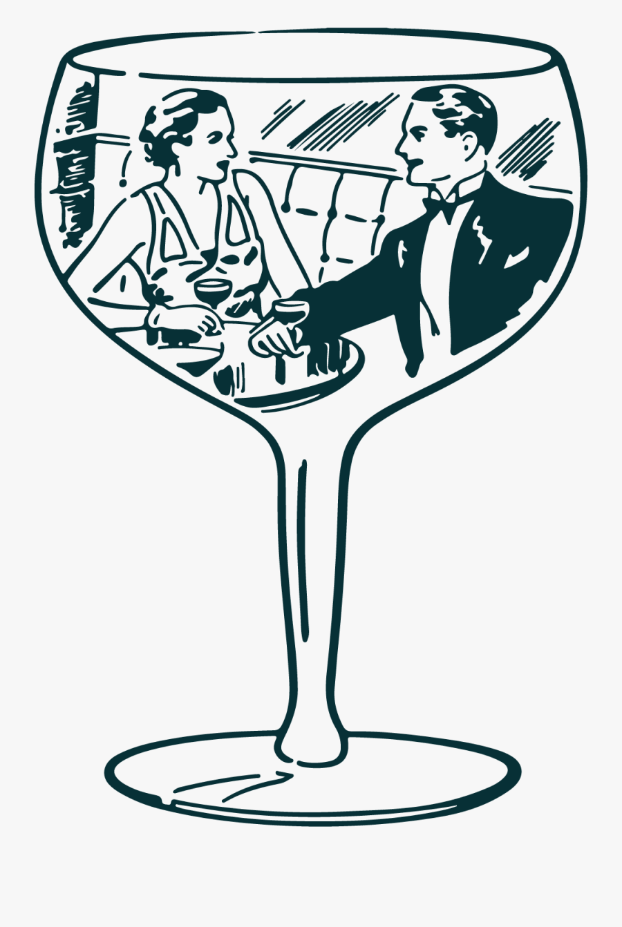Wine Glass Clipart , Png Download - Pareja Dentro De Una Copa, Transparent Clipart