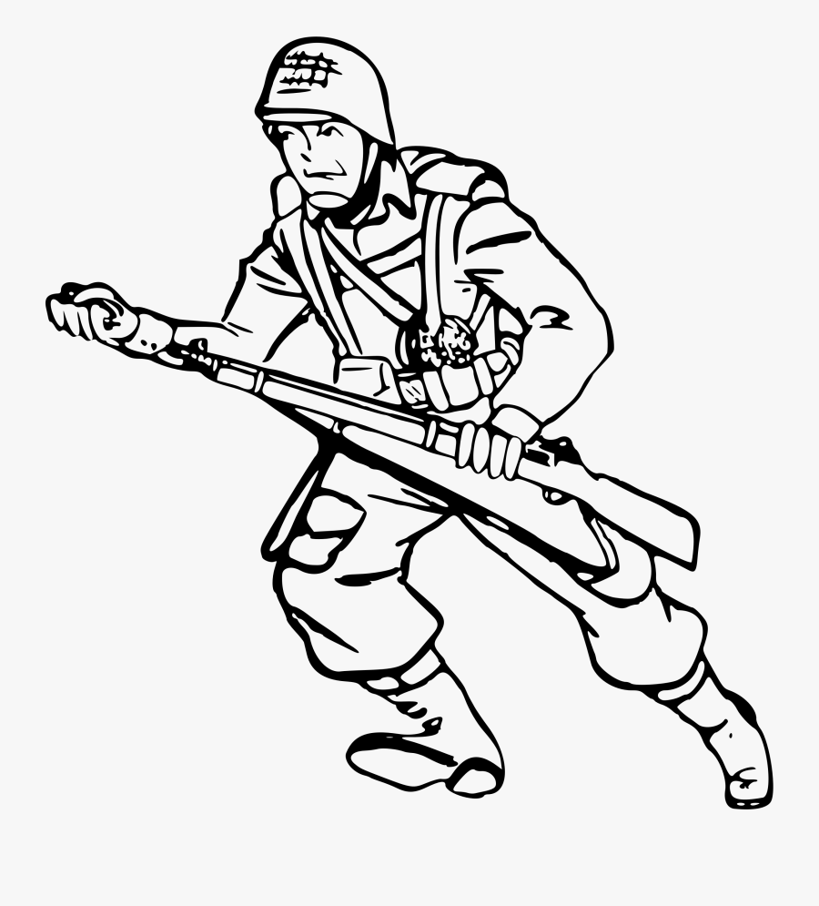 Soldier Charging Big Image - Clip Art Black And White Soldier, Transparent Clipart
