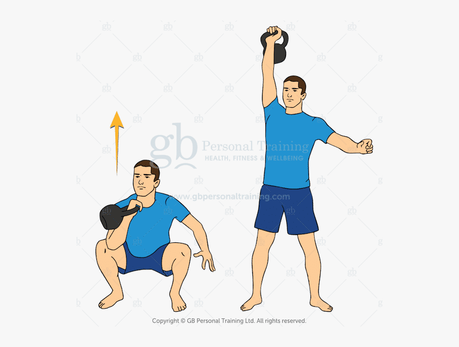 Kettlebell Thruster Exercise - Kettlebell Squat Press, Transparent Clipart