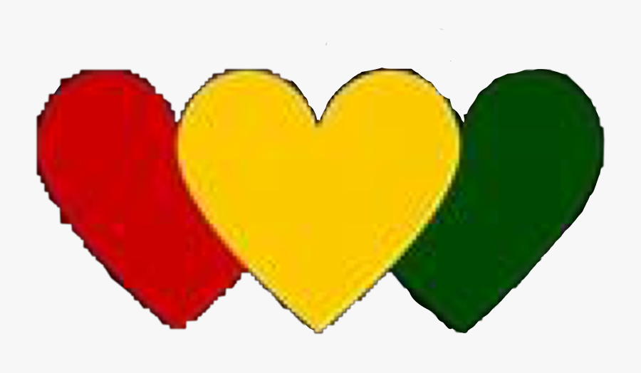 #hearts #yellow #red #green #reggae #rasta #rastafarian - Heart, Transparent Clipart