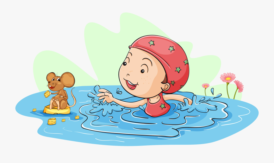 Swimming Cartoon Girl Illustration - Swimming Girl Cartoon Png, Transparent Clipart