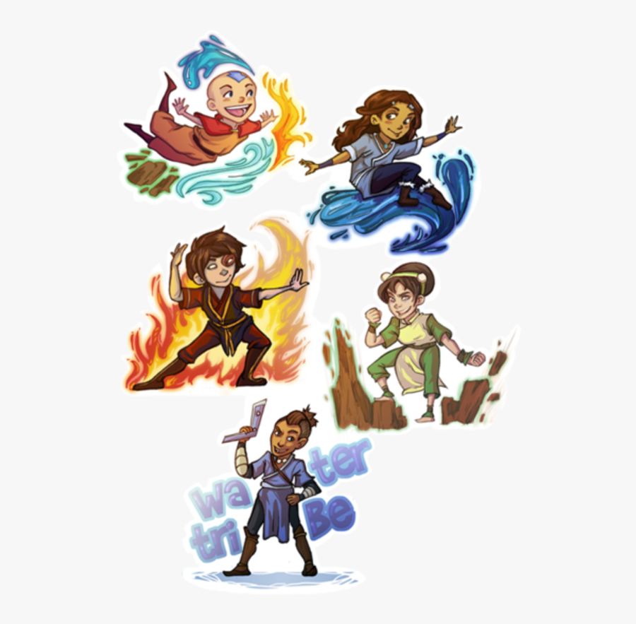 Aang Katara Zuko Sokka Avatar - Avatar Last Airbender Chibi, Transparent Clipart