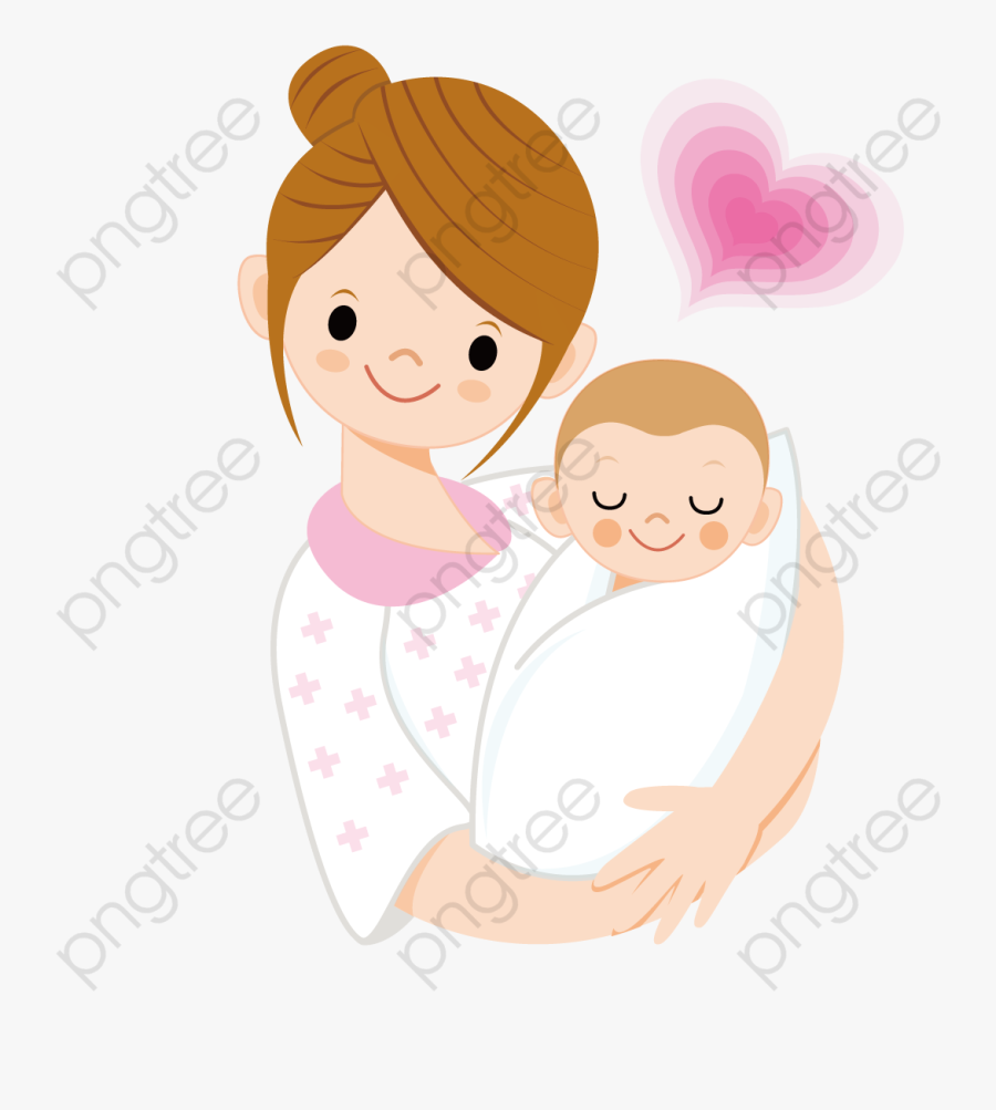 Mother Clipart Baby - Mother And Baby Cartoon Png, Transparent Clipart