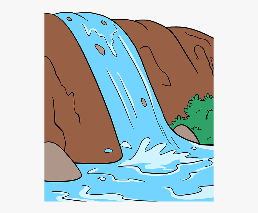 How To Draw Waterfall - Kids Waterfall Drawing Png , Free Transparent