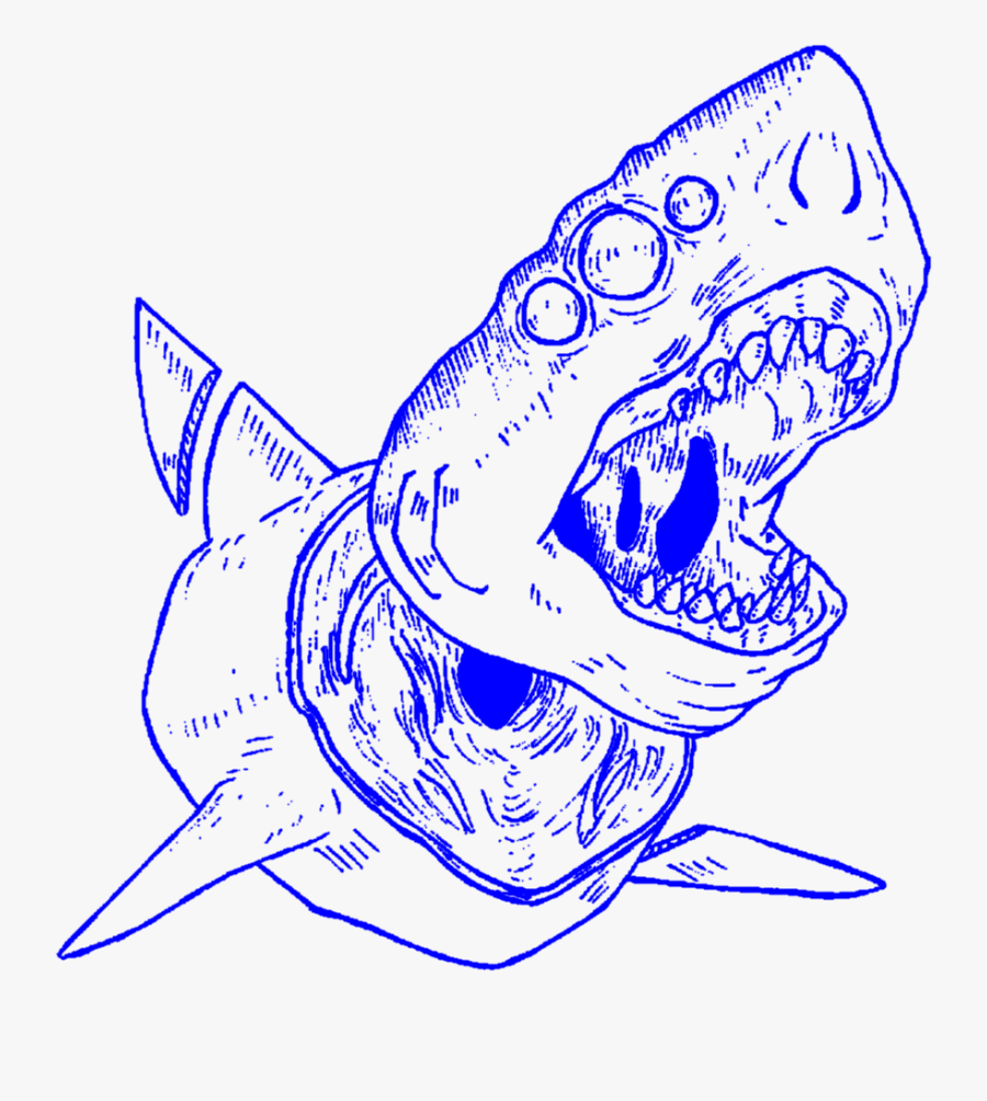 #aesthetic #art #lineart #outline #shark #sharks #decapitated - Transparent Blue Aesthetic Png, Transparent Clipart