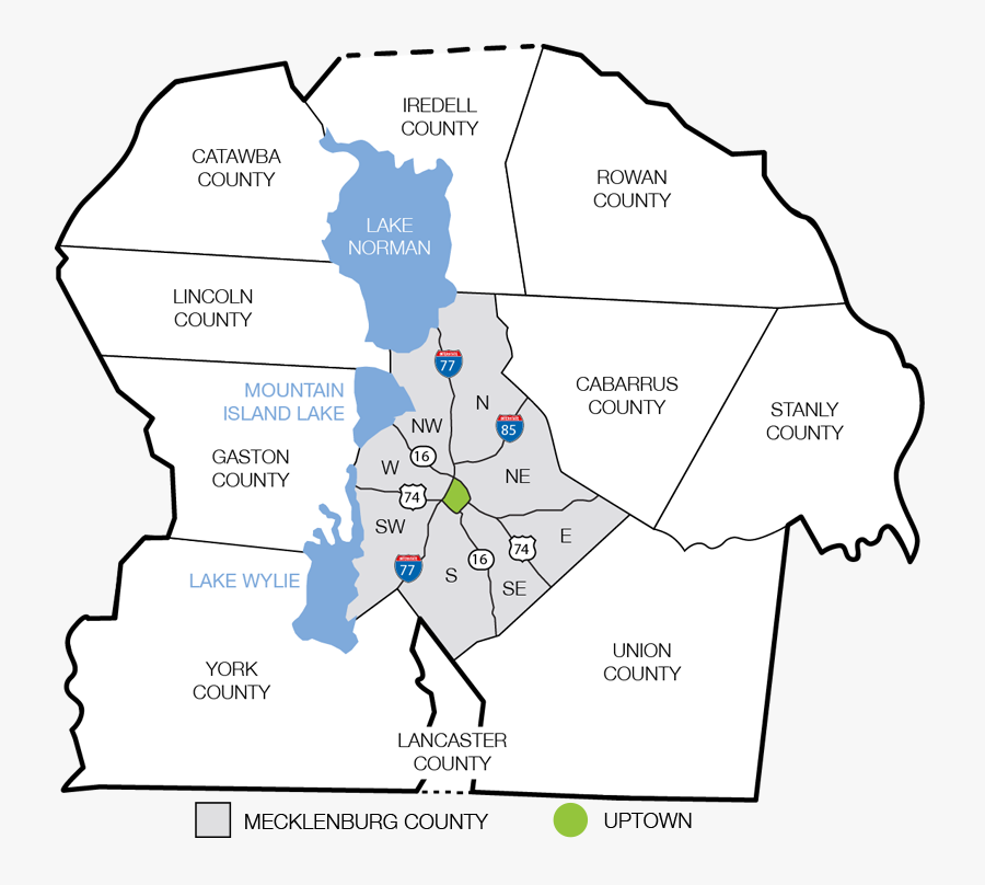 Urban Neighborhoods Charlotte Map - Lake Norman Regional Map, Transparent Clipart