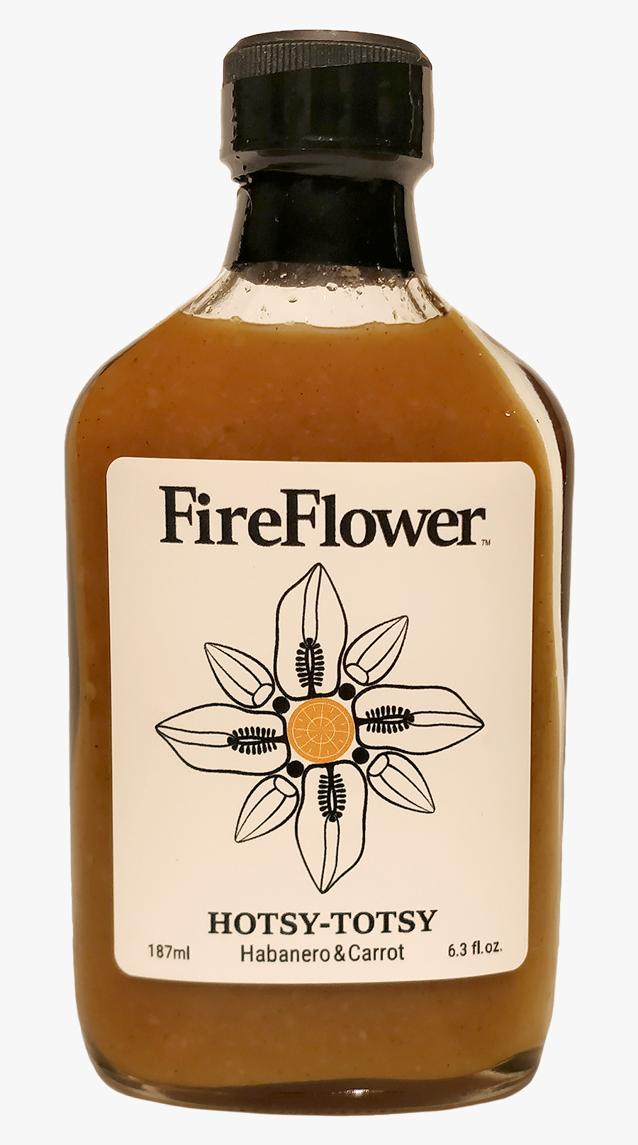 Fire Flower Png Hotsy Totsy Habanero & Carrot - Glass Bottle, Transparent Clipart
