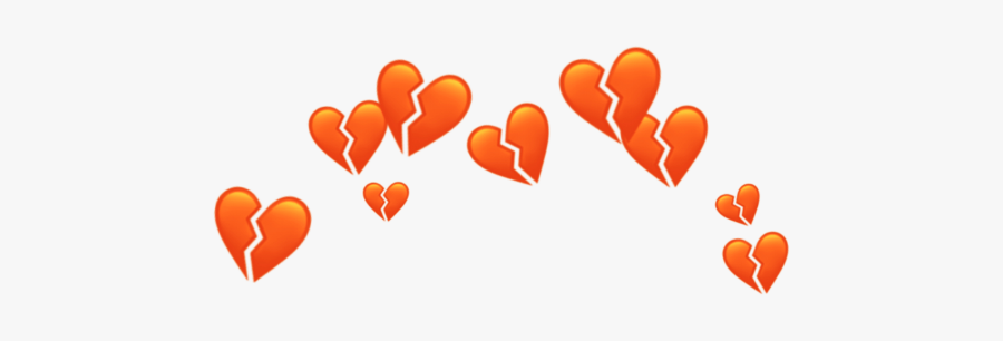 #orange #heart #crown #heartcrown #aesthetic #tumblr - Broken Blue Heart Emoji, Transparent Clipart