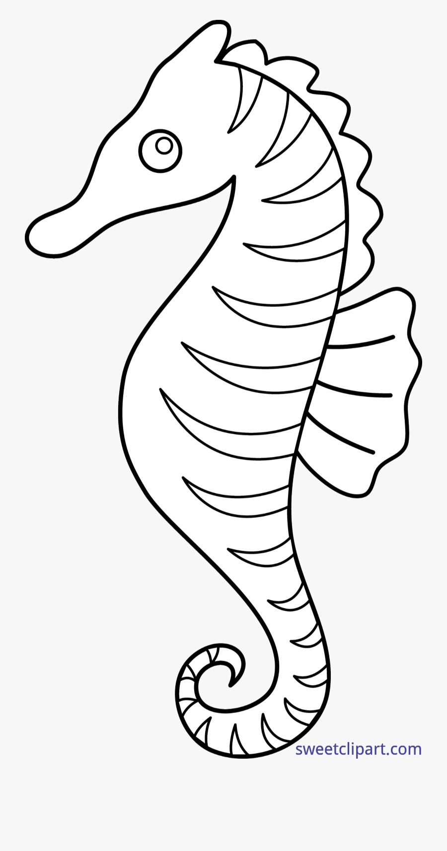 Lineart Clip Art Sweet - Easy Seahorse In Water Drawing, Transparent Clipart