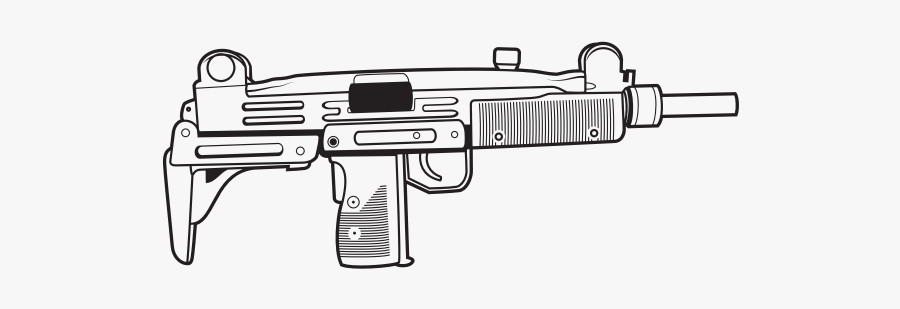 Uzi Submachine Gun Silhouette - Assault Rifle, Transparent Clipart