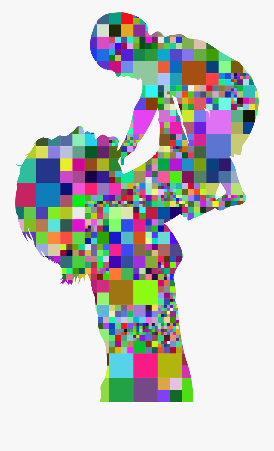 Prismatic Mosaic Mother And Baby Silhouette 4 Clip - Transparent Early Pregnancy Clipart, Transparent Clipart