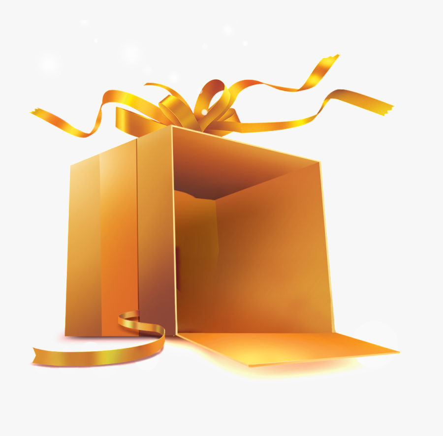 Transparent Open Gift Box Png - Golden Gift Box Png, Transparent Clipart