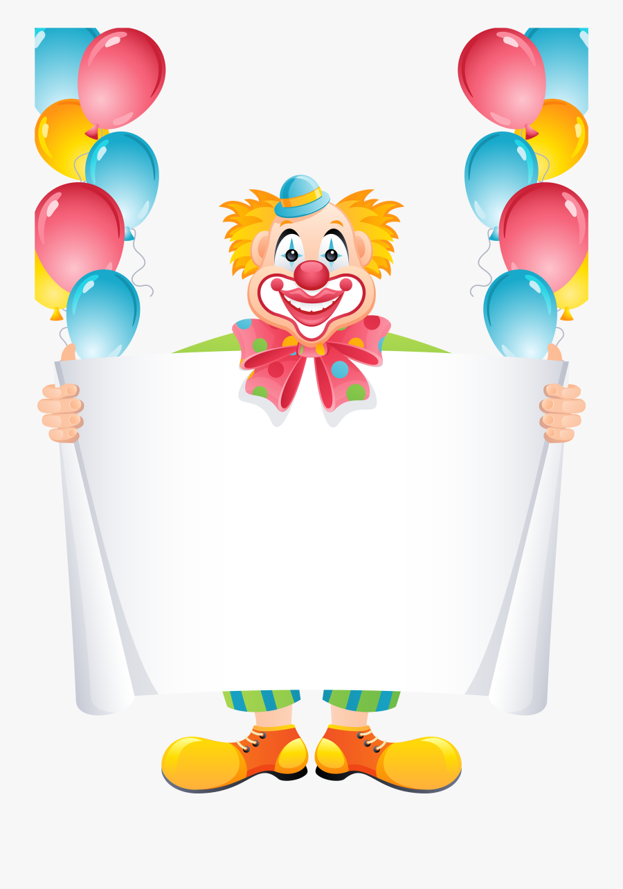 Clown Clipart Balloon - Birthday Photo Frame Png, Transparent Clipart