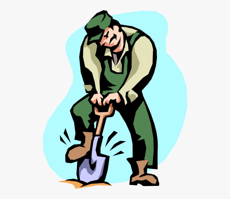 Vector Illustration Of Construction Worker Breaks The - Digging Clipart, Transparent Clipart