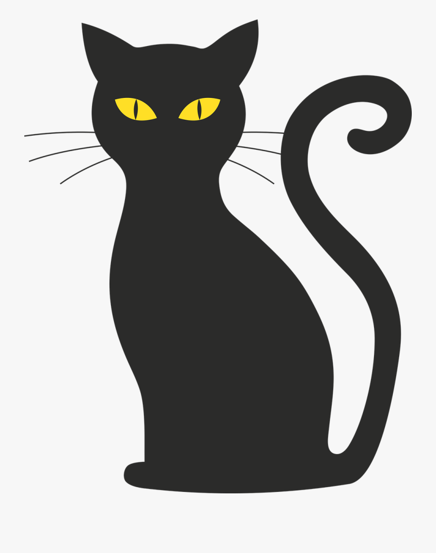 Black Cat Kitten Halloween Image - Cartoon Silhouette Black Cat, Transparent Clipart