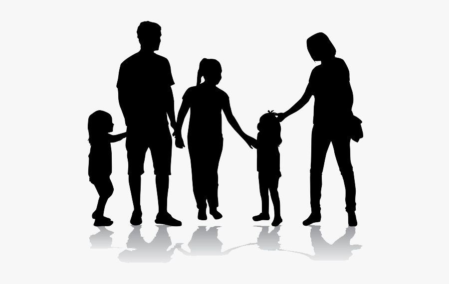 Silhouette Of A Happy Family Png Download - Family Of 5 Silhouette, Transparent Clipart