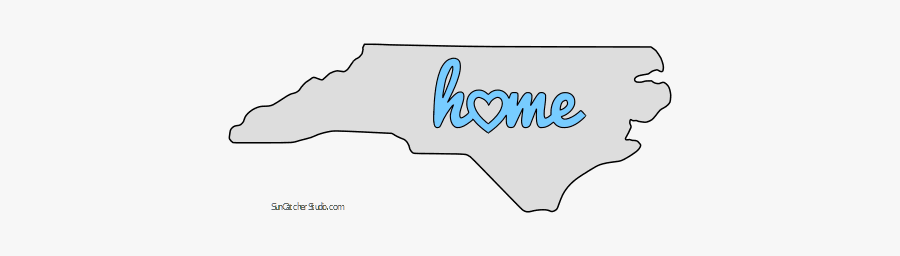 North Carolina Home Heart Stencil Pattern Template - Outline Of North Carolina, Transparent Clipart